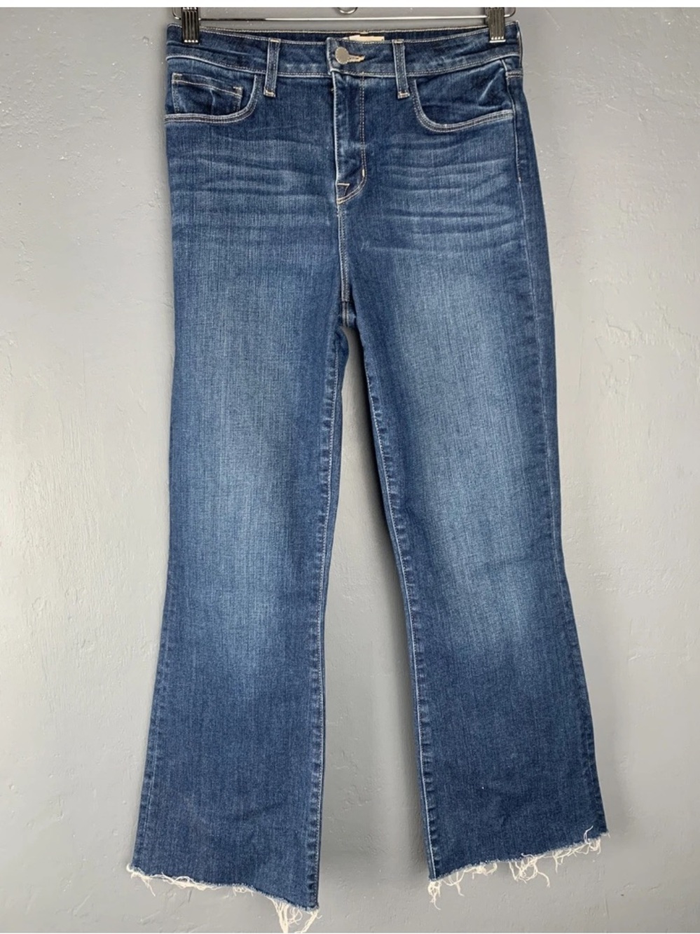 L'Agence Sz 26 Blue Mid Rise Distressed Medium Wash Jeans